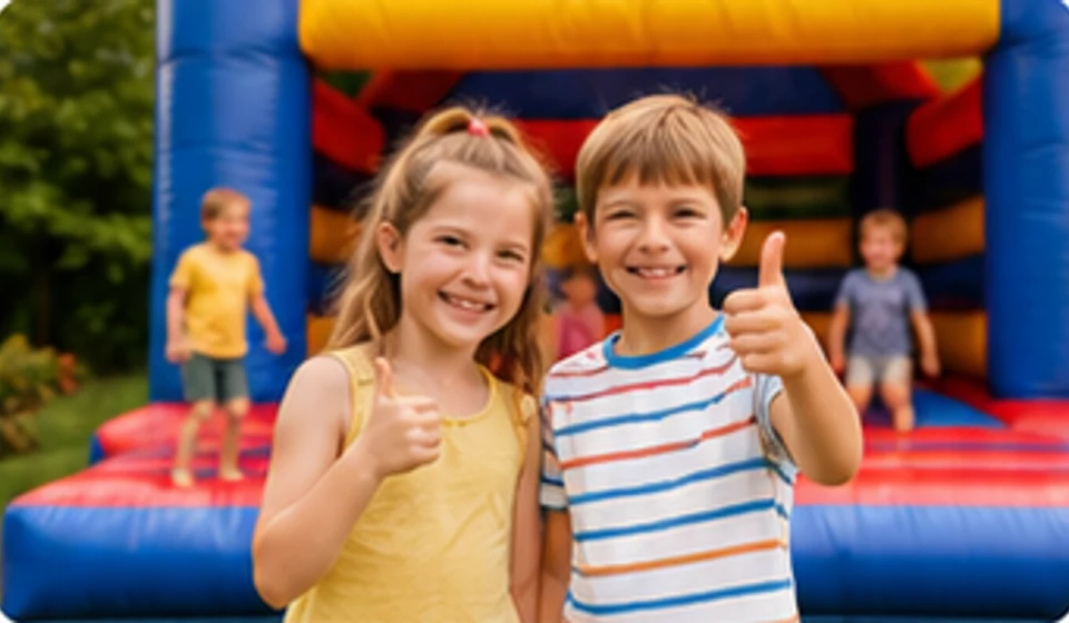 Kinderen bij een springkussen